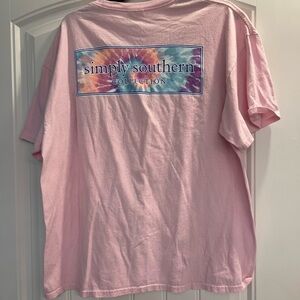 Simply Southern pink with tie Dye design Tshirt size XL